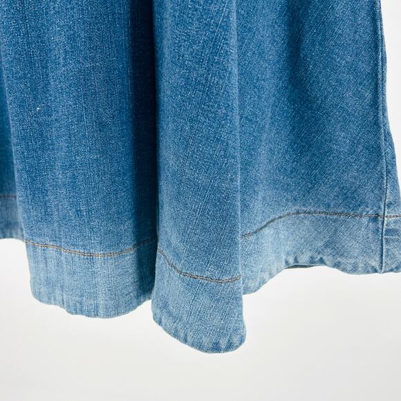 Y2k Light Blue Faded Flared Denim Midi Western Skirt - Picture 5 of 9